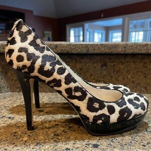Michael Kors Sz 6.5 Calf Hair/Patent Leather Platform Leopard Animal Print Heel